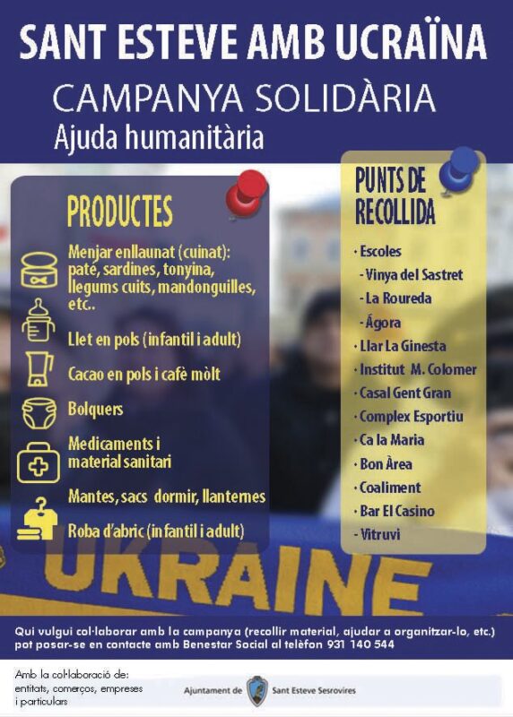 La Bustia cartell ajuda Ucraina Sant Esteve