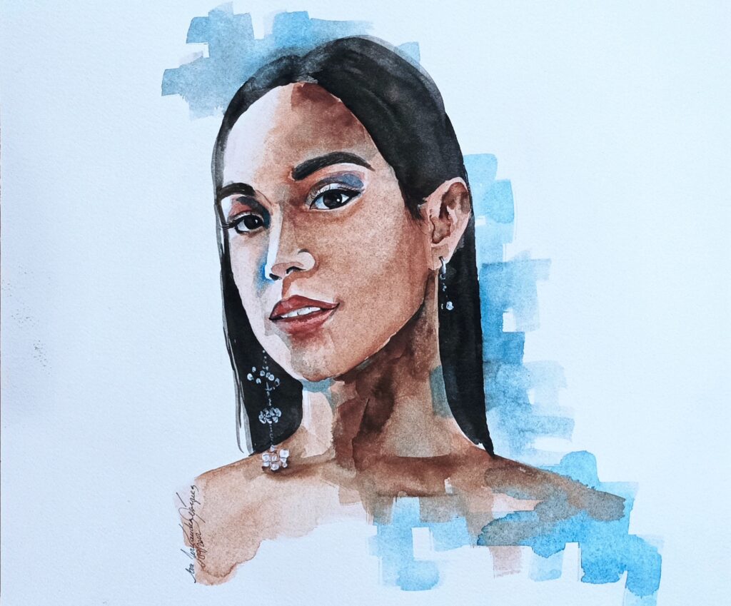 La Bustia dibuix retrat Eva Fernandez a Paula Ortega Miss Univers Catalunya setembre 2022