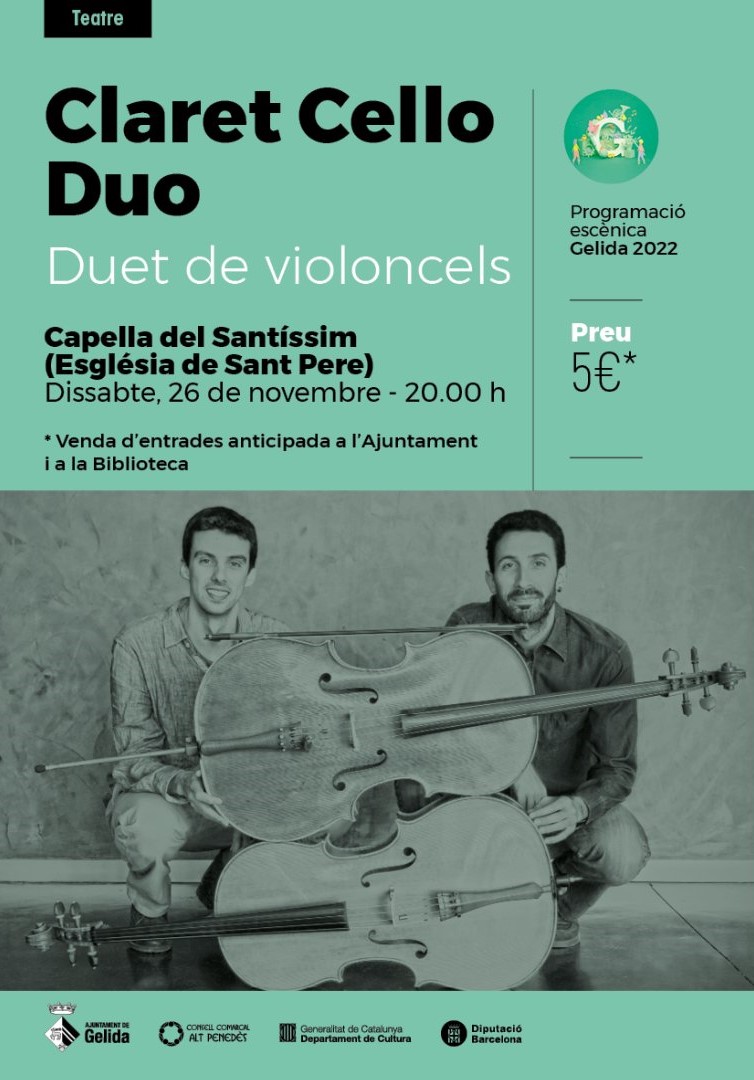 La Bustia cartell Gelida Claret Cello Duo
