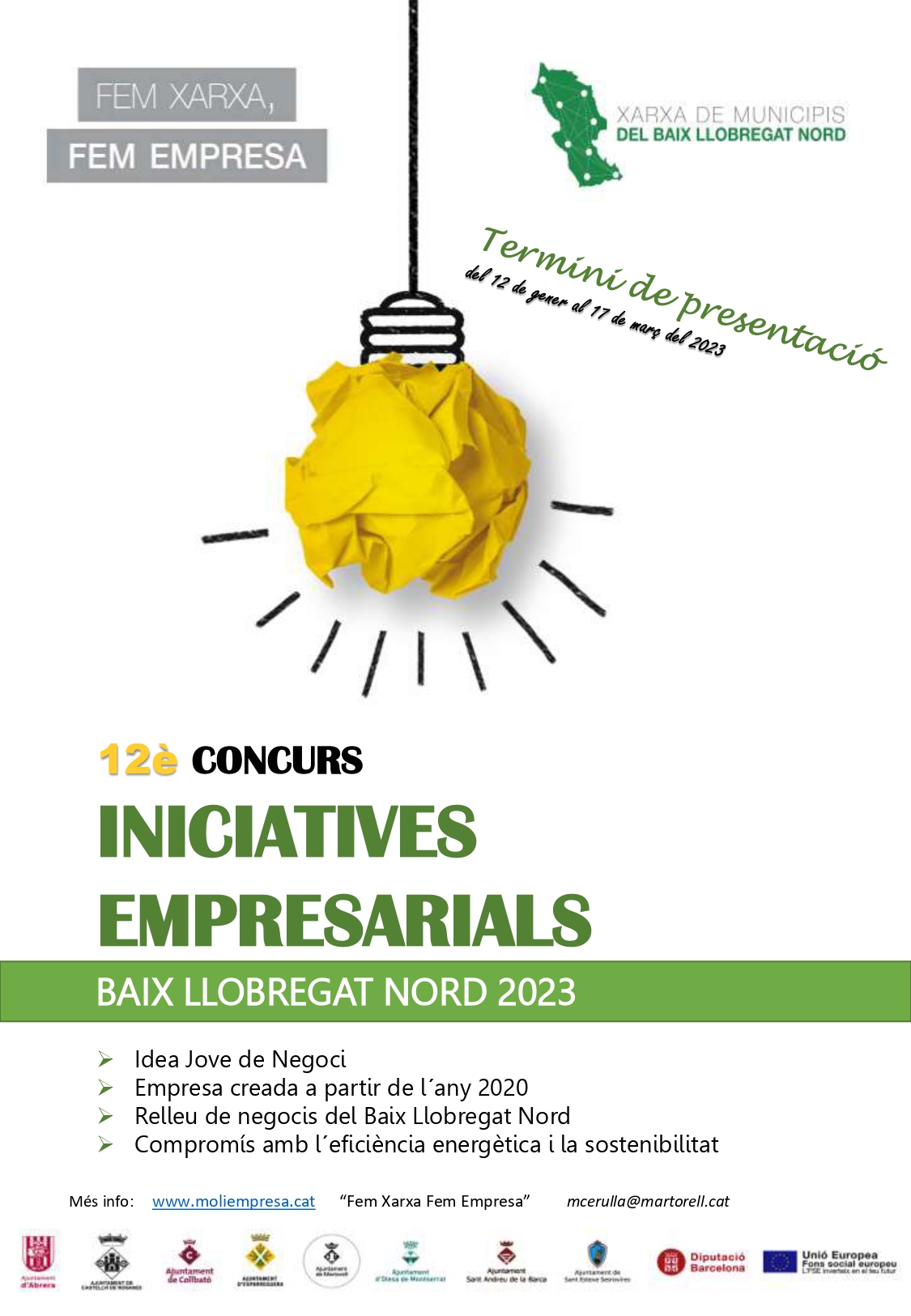 La Bustia cartell 12 Concurs Iniciatives Empresarials Baix Llobregat Nord