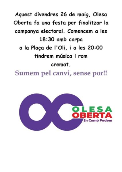 La Bustia cartell final campanya eleccions maig 2023 Olesa Oberta