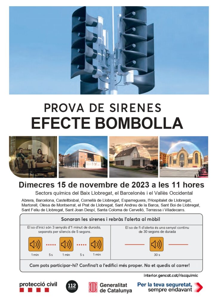La Bustia cartell prova sirenes 15 novembre 2023 Interior Generalitat