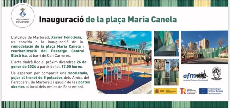 La Bustia cartell inauguracio plaça Maria Canela Martorell