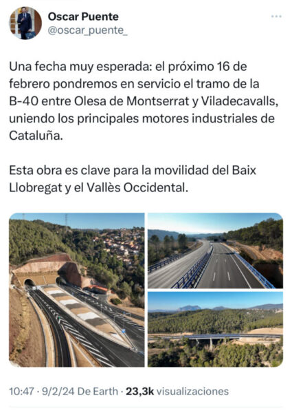 La Bustia anunci xarxes Oscar Puente tunel tram B40 Abrera