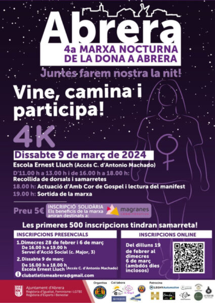 La Bustia cartell Marxa Nocturna de la Dona a Abrera 2024