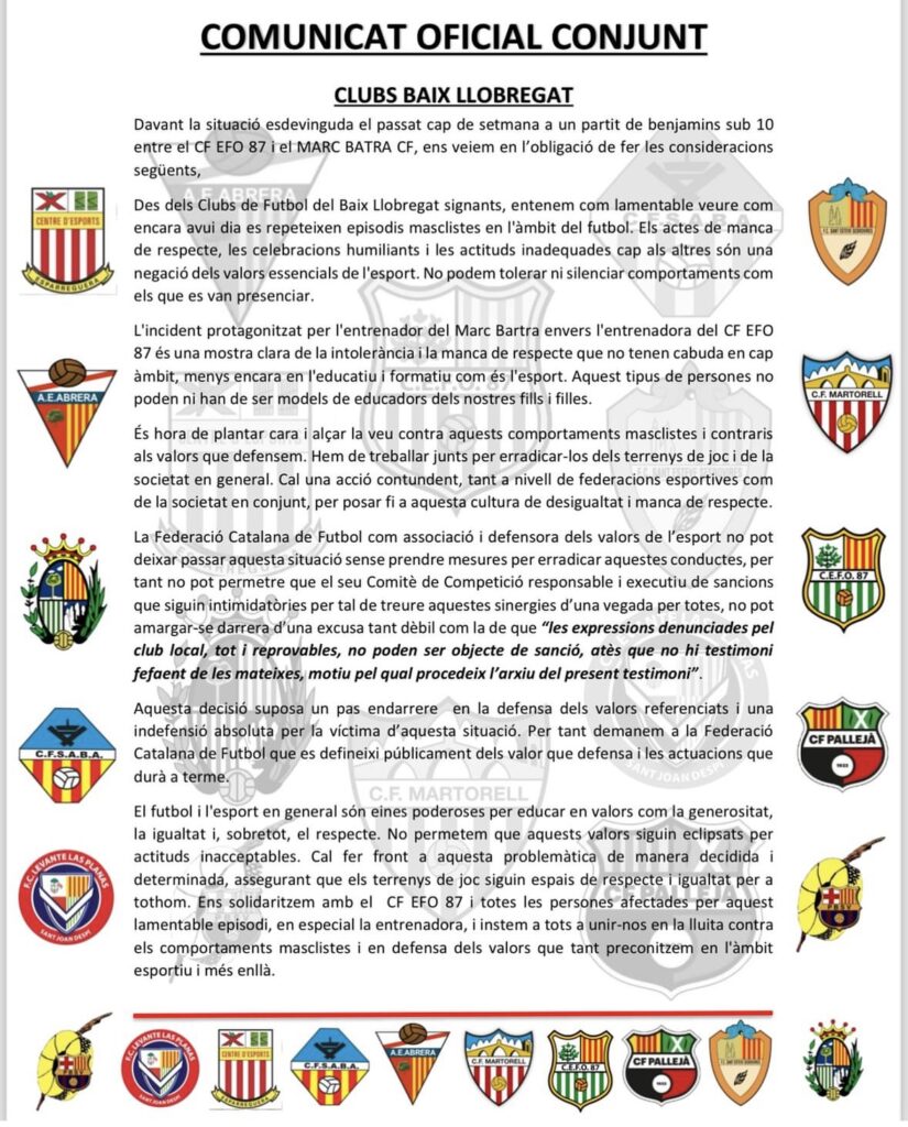 La Bustia comunicat conjunt clubs Baix Llobregat EFO Olesa