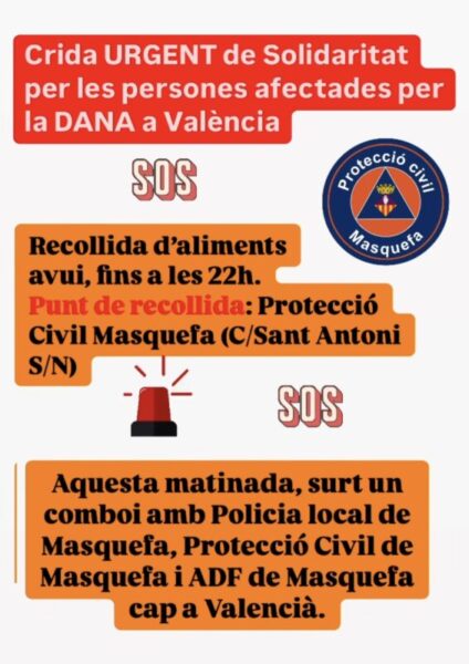 La Bustia cartell ajuda afectats dana Masquefa