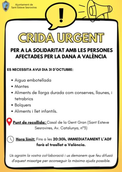 La Bustia cartell crida solidaritat Sant Esteve amb Valencia