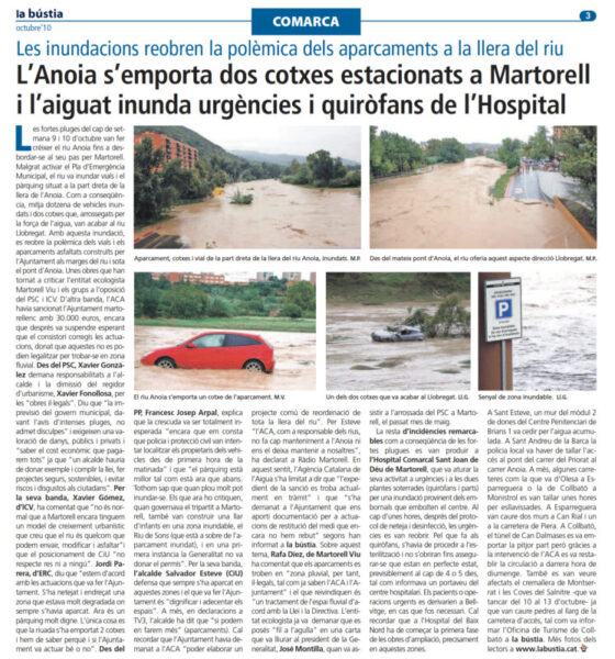 La Bustia noticia octubre 2010 desbordament riu Anoia Martorell