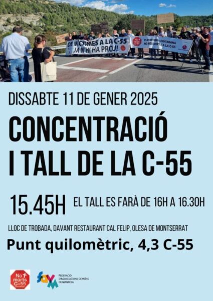 La Bustia cartell concentracio i tall C55 Olesa 11 gener 2025