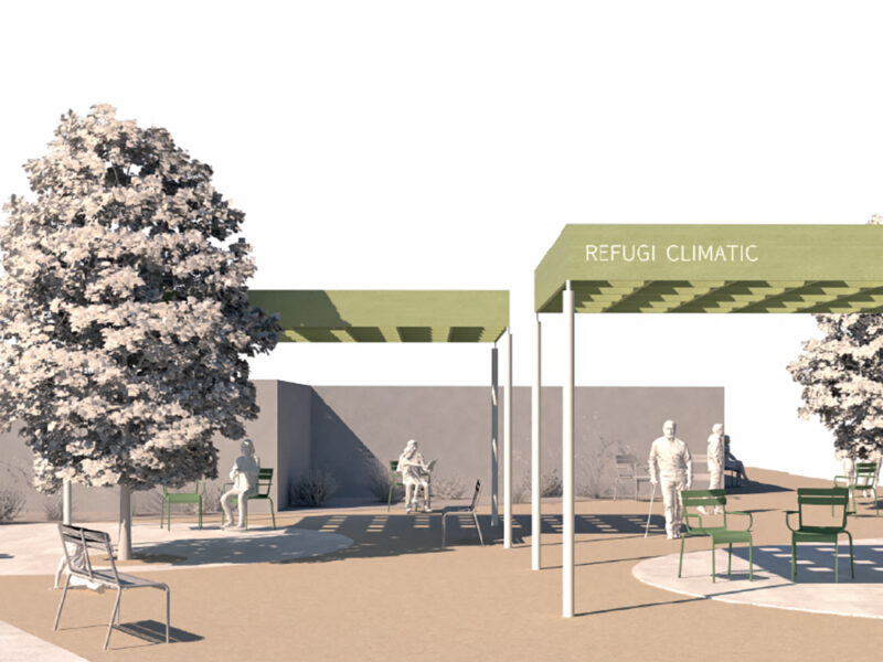 La Bustia render refugi climatic placa Centre Esparreguera 2025