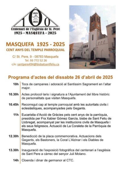 La Bustia cartell centenari esglesia Masquefa