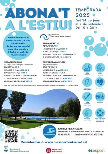 La Bustia cartell piscina estiu Olesa