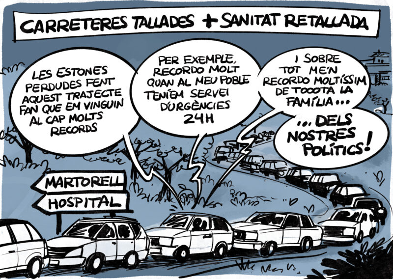 La Bustia sanitat i obres carreteres vinyeta Peregrina abril 2025