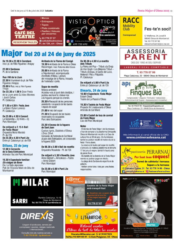 La Bustia actes Festa Major Olesa 2025 2