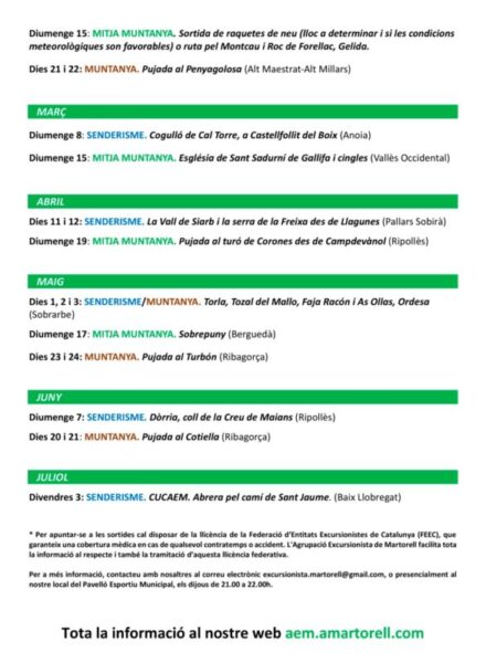 La Bustia calendari AEM 2025 2026