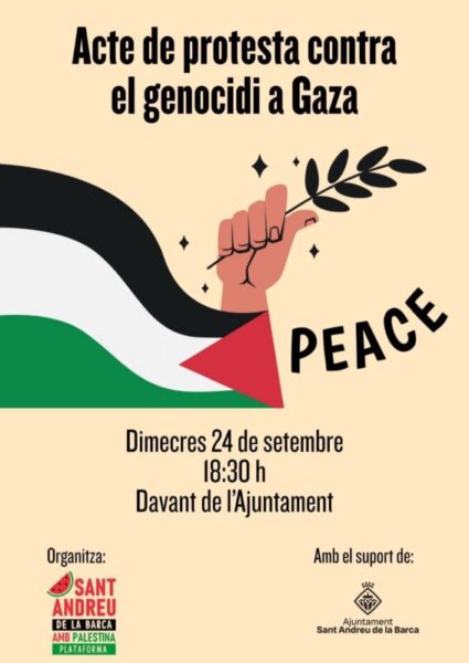 La Bustia cartell acte protesta Palestina contra genocidi a Sant Andreu