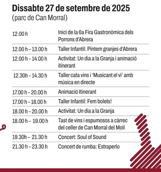 La Bustia cartell programa dissabte 6a fira Porrons Abrera