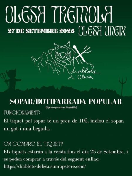 La Bustia cartell sopar Olesa Tremola Diablots Assotea correfoc inclusiu Olesa 2025