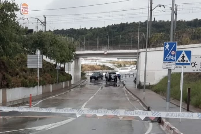 La Bustia pluges carrer sota pont C-55 nord Olesa