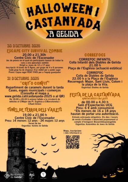 La Bustia cartell Halloween i Castanyada Gelida