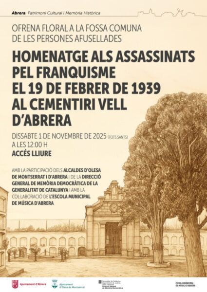 La Bustia cartell ofrena floral fossa comuna Abrera