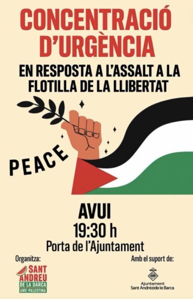 La Bustia concentracio assalt flotilla Gaza Sant Andreu