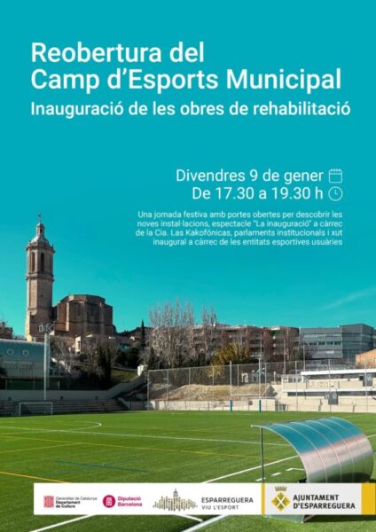 La Bustia cartell reobertura camp futbol Esparreguera