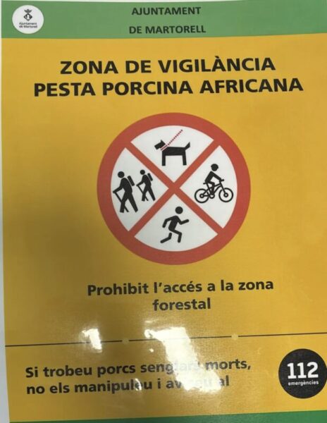 La Bustia cartells prohibicions i restriccions per pesta porcina