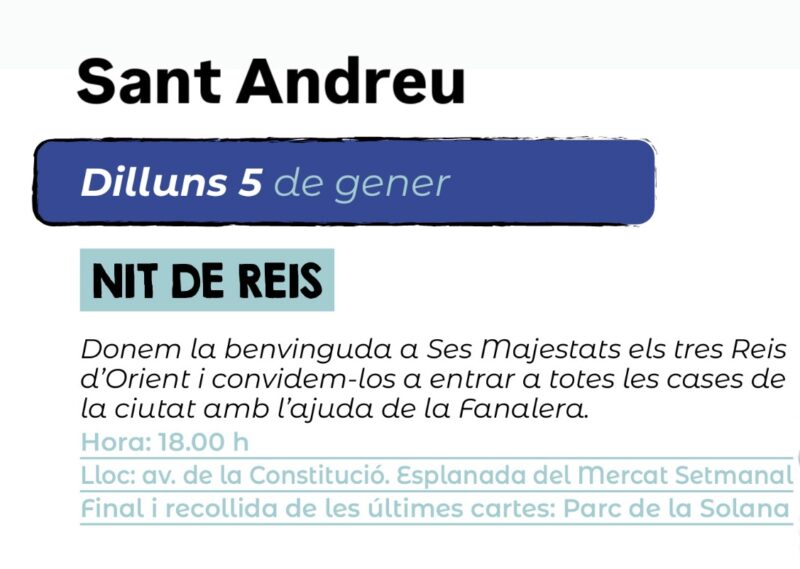 La Bustia cartell cavalcada Reis Sant Andreu 2026