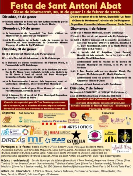 La Bustia programacio Festa Sant Antoni Abat Olesa
