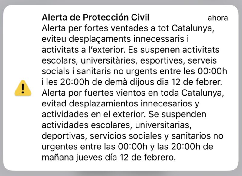 La Bustia ES Alert per vent 11 febrer 2026