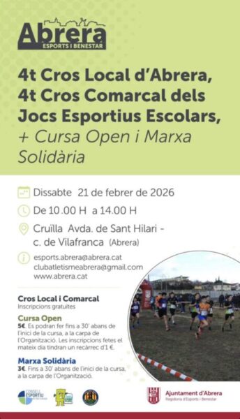 La Bustia cartell 4 Cros Local i 4 Cros Comarcal Jocs Esportius i Cursa Open i Marxa Solidaria Abrera