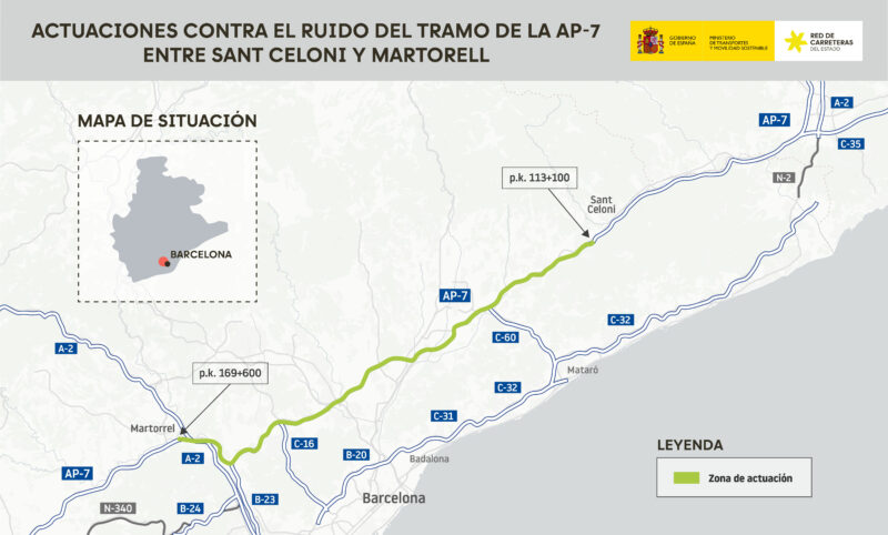 La Bustia planol projecte reduccio soroll AP7 Sant Celoni Martorell