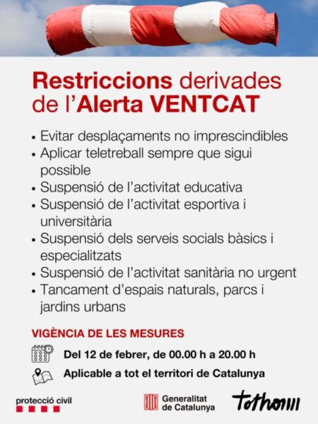 La Bustia restriccions alerta vent fort