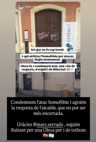 La Bustia suport Atzur Montserrati Marc Serrado ser gay no es cap insult Olesa