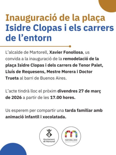 La Bustia cartell inauguracio plaça Isidre Clopas