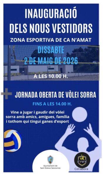 La Bustia cartell inauguracio vestidors zona esportiva Ca Amat Sant Esteve