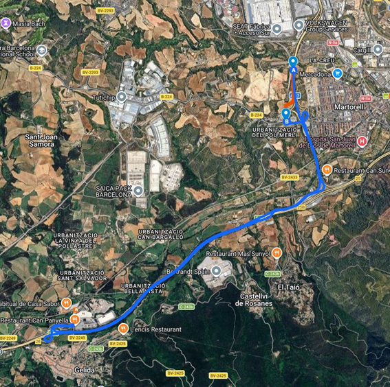 La Bustia planol B224 tall ramal de sortida venint Abrera
