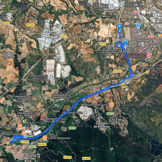 La Bustia planol B224 tall ramal d’entrada de Martorell direccio Abrera