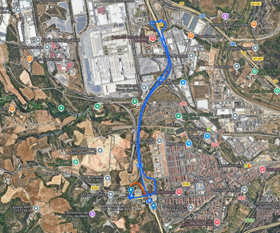 La Bustia planol B224 tall ramal entrada Martorell Sant Esteve direccio Barcelona Igualada