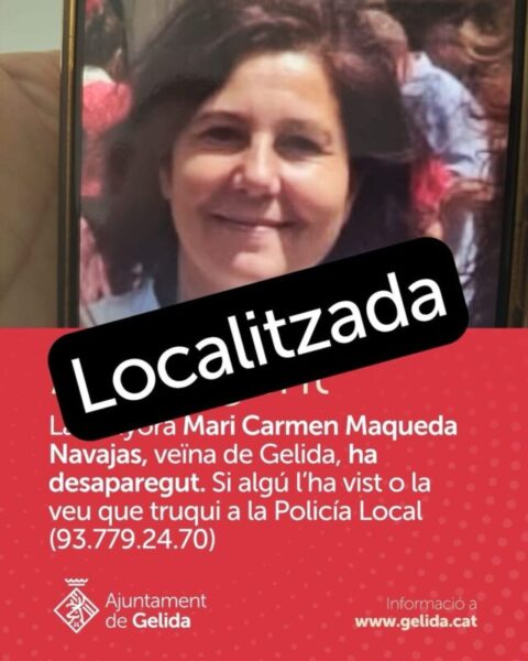 La Bustia cartell avis Mari Carmen Maqueda localitzada Gelida