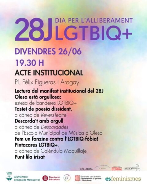 La Bustia cartell acte institucional Dia Alliberament LGTBIQ+ Olesa