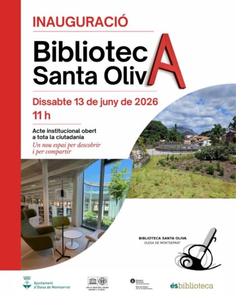 La Bustia cartell inauguracio Biblioteca Santa Oliva Olesa