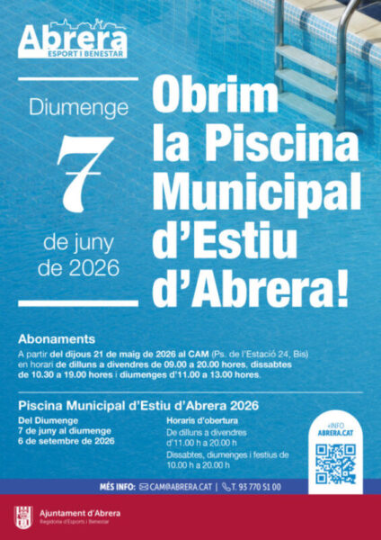 La Bustia cartell obertura piscina municipal Abrera