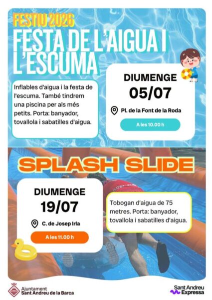 La Bustia cartell festa aigua i escuma Sant Andreu