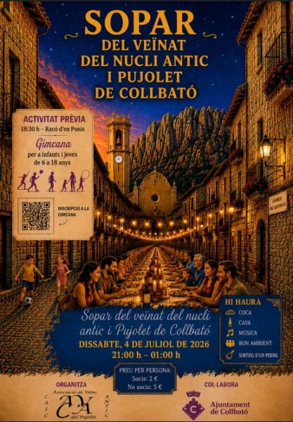 La Bustia cartell sopar nucli antic Collbato