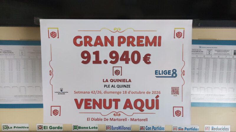 La Bustia administracio loteria cartell premi ple al 15 quiniela 18 octubre 2026 El Diable de Martorell