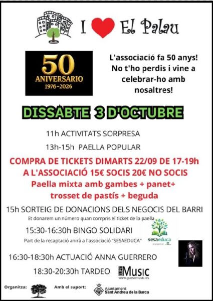 La Bustia cartell aniversari Associacio veins El Palau