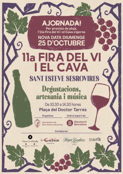 La Bustia cartell canvi data fira vi i cava Sant Esteve 25 octubre 2026